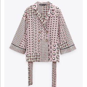 NWT Zara Geometric Printed Blouse, Large